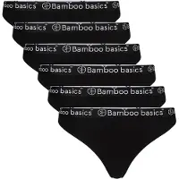 Bamboo Basics Damen String EMMA, 6er Pack - Logo-Bund, atmungsaktiv, Single Jersey