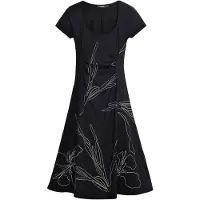 Desigual für Damen. 25SWVK03 Flower Silhouette Midikleid schwarz (L), Lässig, Baumwolle, Kurzarm
