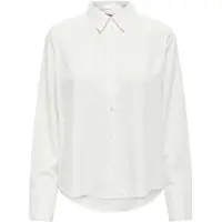 ONLY Hemdbluse "ONLBERIT LIFE L/S SHIRT WVN", Damen, Gr. XS, weiß (snow weiß), Web, Obermaterial: 100% Viskose, unifarben, regular fit Po-bedeckend, Manschette, Blusen Hemdbluse