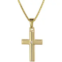 Trendor 08516 Kinder Kreuz Gold 333 mit Zirkonia und goldplattierte Kette
