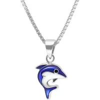 Trendor 41678 Kinder-Halskette Silber 925 Collier mit Delfin-Anhänger