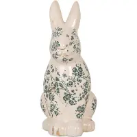 Clayre & Eef Dekofigur ''Kaninchen'' in Creme/ Grün - (B)12 x (H)28 x (T)16 cm - onesize