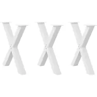 vidaXL Esstischbeine X-Form 3 Stk. Weiß 80x(72-73) cm Stahl