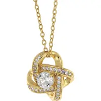 Trendor 75856 Damen-Halskette Gold auf Silber Anhänger Knoten mit Zirkonias