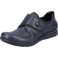Rieker Damen Slipper extra Weit Klettverschluss bequem Halbschuh 48951, Größe:42 EU, Farbe:Blau