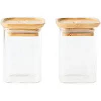 Pebbly Frischhaltegläser Quadrat mit Bambusdeckel 240 ml Transparent (2er-Set)