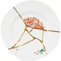 Seletti Kintsugi Porzellan Dinnerplatte mit 24 Karat Gold - Mod. 1, Elegantes Geschirr für stilvolle Anlässe und Dekoration