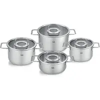 Fissler Topf-Set "Pure Collection" Set, Kochtopf 16/20/24 + Bratentopf 20cm, 4 Stk. tlg. Edelstahl 18/10