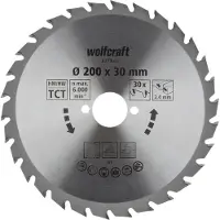 Wolfcraft 1 Kreissägeblatt HM, 30 Zähne ø200mm