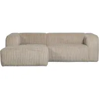 Woood Bean Chaise Longue Sofa Links Gerippter Stoff Travertin