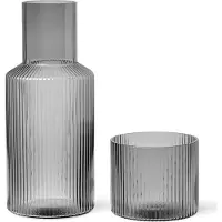 Ferm Living Karaffen-Set Ripple Smoked Grey 0,5 L (2-teilig)