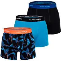 Happy Shorts Herren Boxer Shorts, 3er Pack - Retro Jersey, Logobund