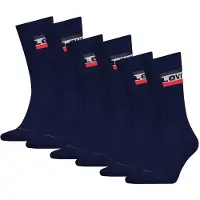 Levi's Unisex 6er Pack Sportsocken - Regular Cut SPRTWR, Logo, einfarbig