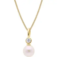 Trendor 68384 Damen Perlen-Anhänger Gold 333/8kt an vergoldeter Silberkette