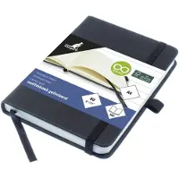 Kangaro Notizbuch, 96 Blatt, DIN A6, liniert, schwarz PU Hardcover-Einband, 80 g/qm, Papier chamois, mit