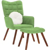 vidaXL Relaxsessel mit Hocker Hellgrün Samt
