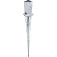 Alberts Einschlag-Bodenhülse "71x71 mm" für Vierkantholzpfosten, mit verstellbarem Topf, Gesamtlänge 900 mm