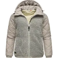 Ragwear Outdoorjacke "Leeloo" mit Kapuze Damen Übergangsjacke aus Teddyfleece mit gesteppten Ärmeln