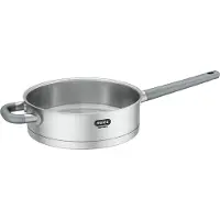Mulex Bratpfanne "LUGANO" Edelstahl 18/10 mit Deckel, Messskala, Schüttrand, Kapselboden, Ø 24 cm, Induktion