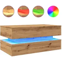 vidaXL Couchtisch mit LED-Leuchten Artisan-Eiche 90x50x40 cm