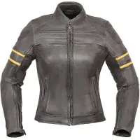 Modeka Iona Damen Motorrad Lederjacke, schwarz/gelb, 42