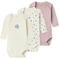 Name it Bodys l/ä - Noos - NbfBody - 3er-Pack - Jet Stream Flowe - - 74 - Body L/Ä