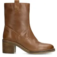 Manfield Cognacfarbene Lederstiefeletten mit Absatz | Größe 38
