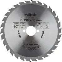 Wolfcraft 1 Kreissägeblatt HM, 30 Zähne ø190mm