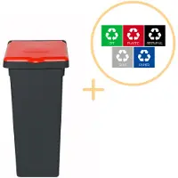 Northix - Fit Mülleimer mit Deckel 52l – Recycling – Rot
