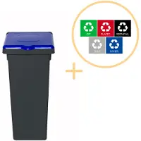 Plafor - Fit Mülleimer mit Deckel 75l – Recycling – Blau