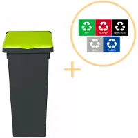 Plafor - Fit Mülleimer mit Deckel 52l – Recycling – Grün