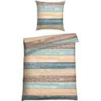 Schiesser Bettwäscheset Emilia | Gestreift | Renforcé | 2-teilig | 100% Baumwolle | Angenehm weich & glatt | YKK-Reißverschluss | 135x200 cm + 80x80 cm | Petrol