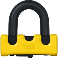 ABUS Motorrad Bremsscheibenschloss GRANIT Power XS 67 mit XPlus-Zylinder – Motorradschloss mit doppelter Bügelverriegelung und Erinnerungskabel – Motorradzubehör – Gelb