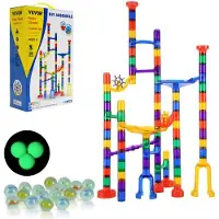 Vevor Murmelbahn-Set 110-teiliges Murmellabyrinth-Baustein-Denkspiel, mit 10 im Dunkeln leuchtenden Murmeln + 20 Glasmurmeln, pädagogisches Lernrennbahn-MINT-Spielzeug, für Kinder ab 3 Jahren
