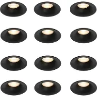 QAZQA - Modern Set mit 12 Einbaustrahlern schwarz GU10 50mm - Gijs I Wohnzimmer I Schlafzimmer - Aluminium Rund - LED geeignet GU10