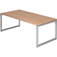 Hjh OFFICE PRO REGO 2E S - 200 x 100 Nussbaum/Silber höhenverstellbar