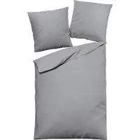TRAUMSCHLAF Uni Melange Flanell Bettwäsche Classic Kissenbezug einzeln 80x80 cm silber