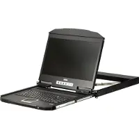 Aten 1U Short USB HDMI-Konsole mit amerikanischer Tastatur auf Schienen, CL3700NW-US