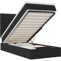 vidaXL Ottoman-Bett mit Matratze & LEDs Schwarz 90x190 cm Stoff