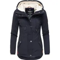 MARIKOO Damen Winterjacke mit Teddyfell-Innenfutter & Kapuze