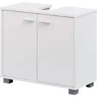 FineBuy Waschbeckenunterschrank mit 2 Türen Weiß Kleiner Schrank Badezimmer 60x30x55 cm Badschrank Waschbecken Stehend Bad Aufbewahrung