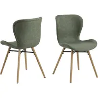 Ebuy24 Bali Esszimmerstuhl Stoff grün und massiven Beinen aus Eiche.