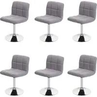 Mendler 6er-Set Esszimmerstuhl Cadiz, Küchenstuhl Stuhl, Stoff/Textil Chrom drehbar MVG- hellgrau