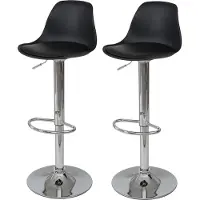 Mendler 2er-Set Barhocker MCW-B14, Tresenhocker Barstuhl Drehhocker, Kunstleder schwarz