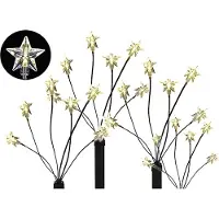 Mojawo 4er Set LED-Gartenleuchtstäbe mit 24 Sternen Batteriebetrieben