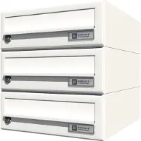 Junie JU Hausbrieffachanlage 3-teilig, 300 x 330 x 380 mm, Stahl weiss RAL 9016