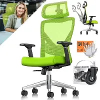 Kesser Bürostuhl mit verstellbaren Armlehnen Drehstuhl mit Lendenwirbelstütze Rückenschonend Schreibtischstuhl ergonomisch mit Kopfstütze Office Chair Wippfunktion bis 125° mit 5x Gummirollen