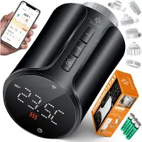 Kesser 3x Heizkörperthermostat Heizungsregler Heizungsthermostat WLAN Smart Home App & Sprach-Steuerung Thermostat 6 Heizkörperventile rund Schwarz