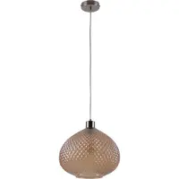 Näve Pendelleuchten - Glas-Pendelleuchte "SURRAT" d: 29cm, Hängelampe im Orientalischer Stil, aus Metall, Glas und Kunststoff in braun, 130 cm hoch, Ø 29 cm, E27-Fassung