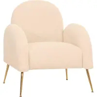 MCW Lounge-Sessel MCW-N69, Cocktailsessel Sessel, Retro Nosagfederung Stoff/Textil Chenille creme-weiß